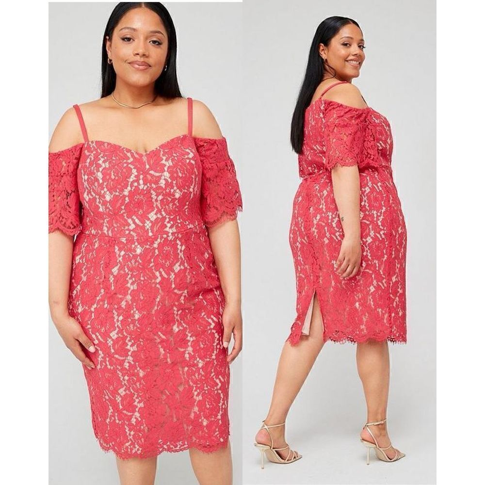 CITY CHIC NWT Lace Whisper Bodycon Cotton Dress Floral Lace Sz 16